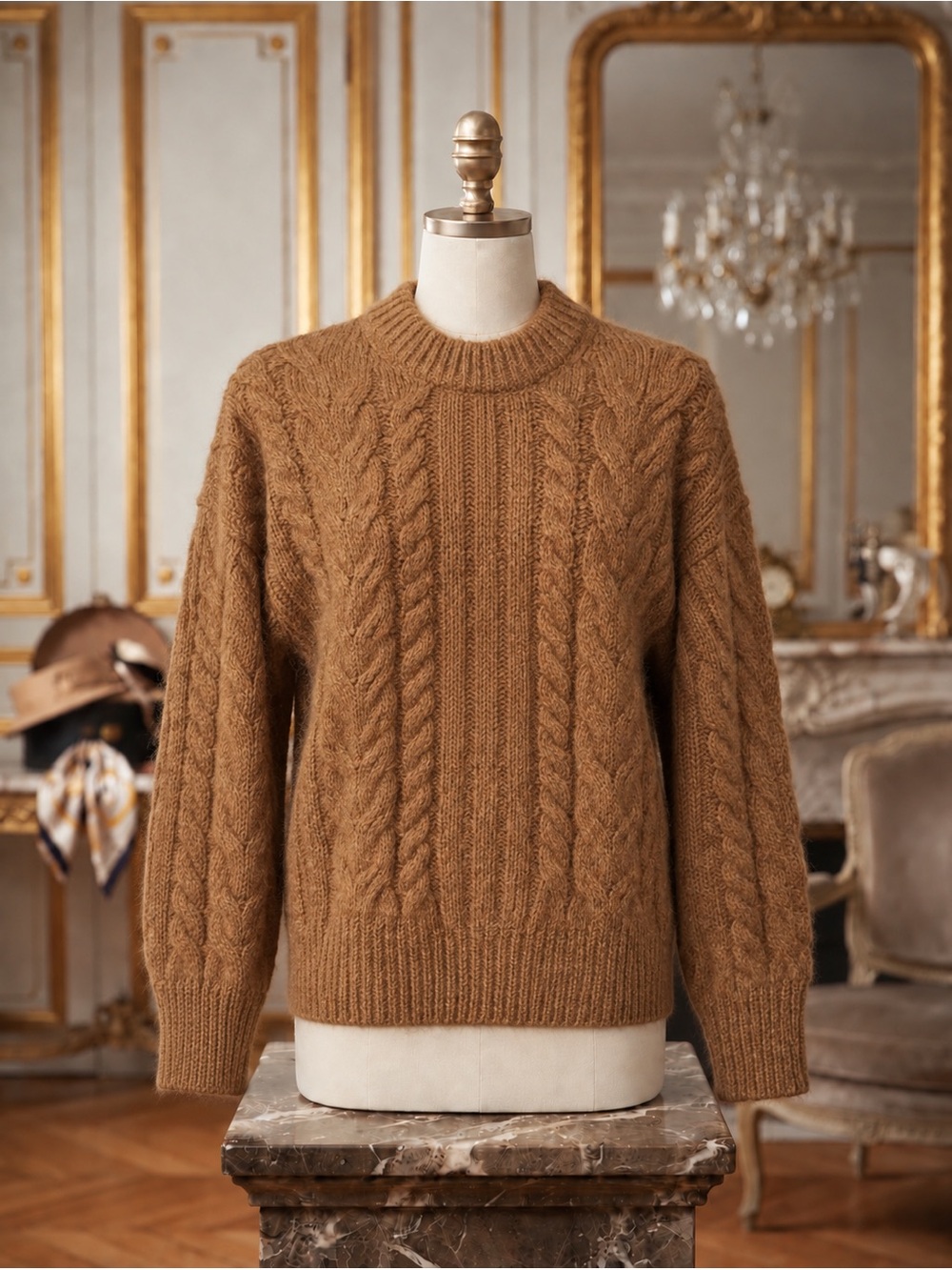 a new day Camel Cable-Knit Crewneck Sweater